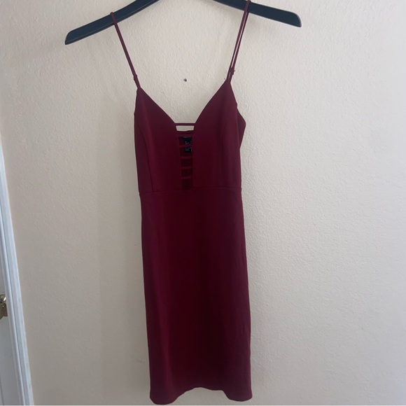 Going out red y2k sleeveless Forever21 dress laced open front bodycon cute top - Picture 10 of 10